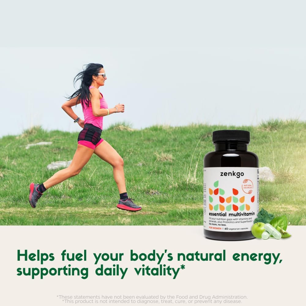 Zenkgo Women's Multivitamin with 25B Probiotics & Organic Greens - 60 Caps