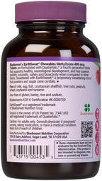 Bluebonnet EarthSweet Methylfolate 400 mcg – Folato activo 5-MTHF, 90 comprimidos masticables sabor frambuesa