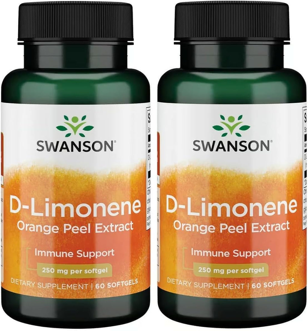 Swanson D-Limoneno - Suplemento de Extracto de Corteza de Naranja, 250 mg, 60 Cápsulas