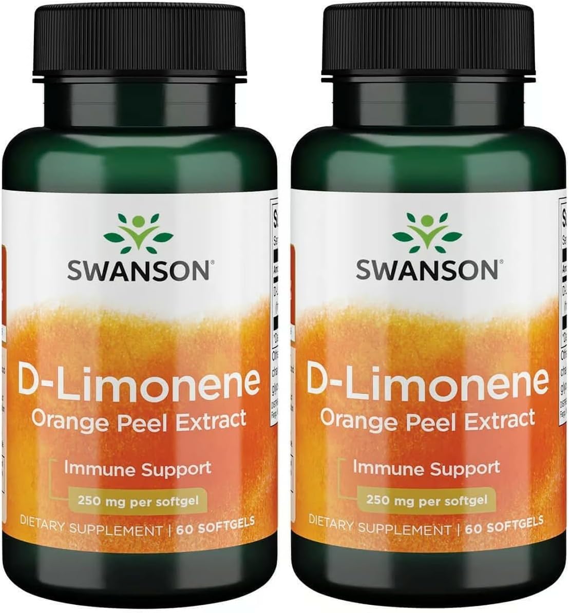 Swanson D-Limoneno - Extracto de Cáscara de Naranja, 60 Cápsulas (250 mg) - Pack de 2