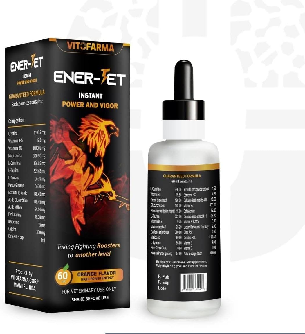 VITOFARMA Ener-Jet Energy Booster para Gallos - Multivitamínico Líquido Natural 60 ml