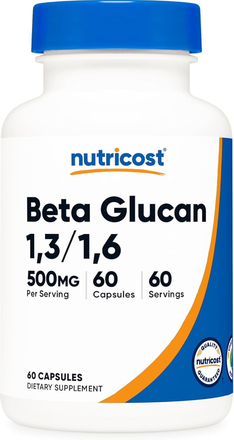 Nutricost Beta Glucan 500mg 1,3/1,6 D-Glucan, 60 Cápsulas Vegetarianas