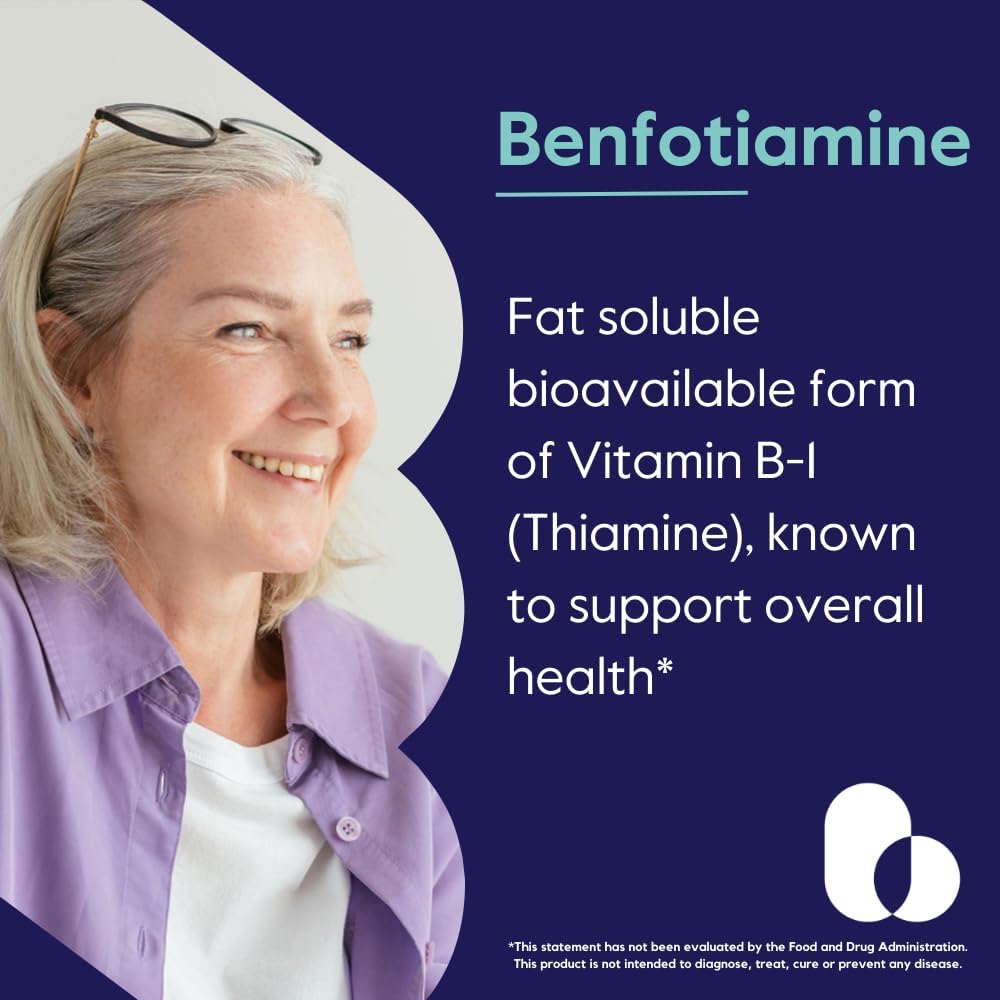BESTVITE Benfotiamine 300mg (60 Vegan Capsules) Stearate Free - Silicon Dioxide Free - Vegan - Non-GMO - Gluten Free