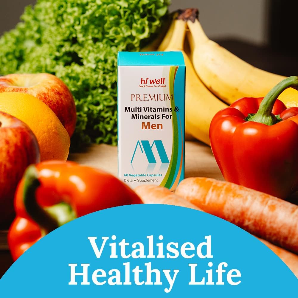 Hi Well Premium Multivitaminas y Minerales para Hombres, 60 Cápsulas Vegetales