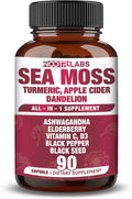 Nootrilabs Naturals Todo-en-1: Musgo Marino, Semilla Negra, Ashwagandha, Cúrcuma, Vinagre de Manzana, Diente de León, Saúco, Vitamina C y D3 - 90 Cápsulas Veganas