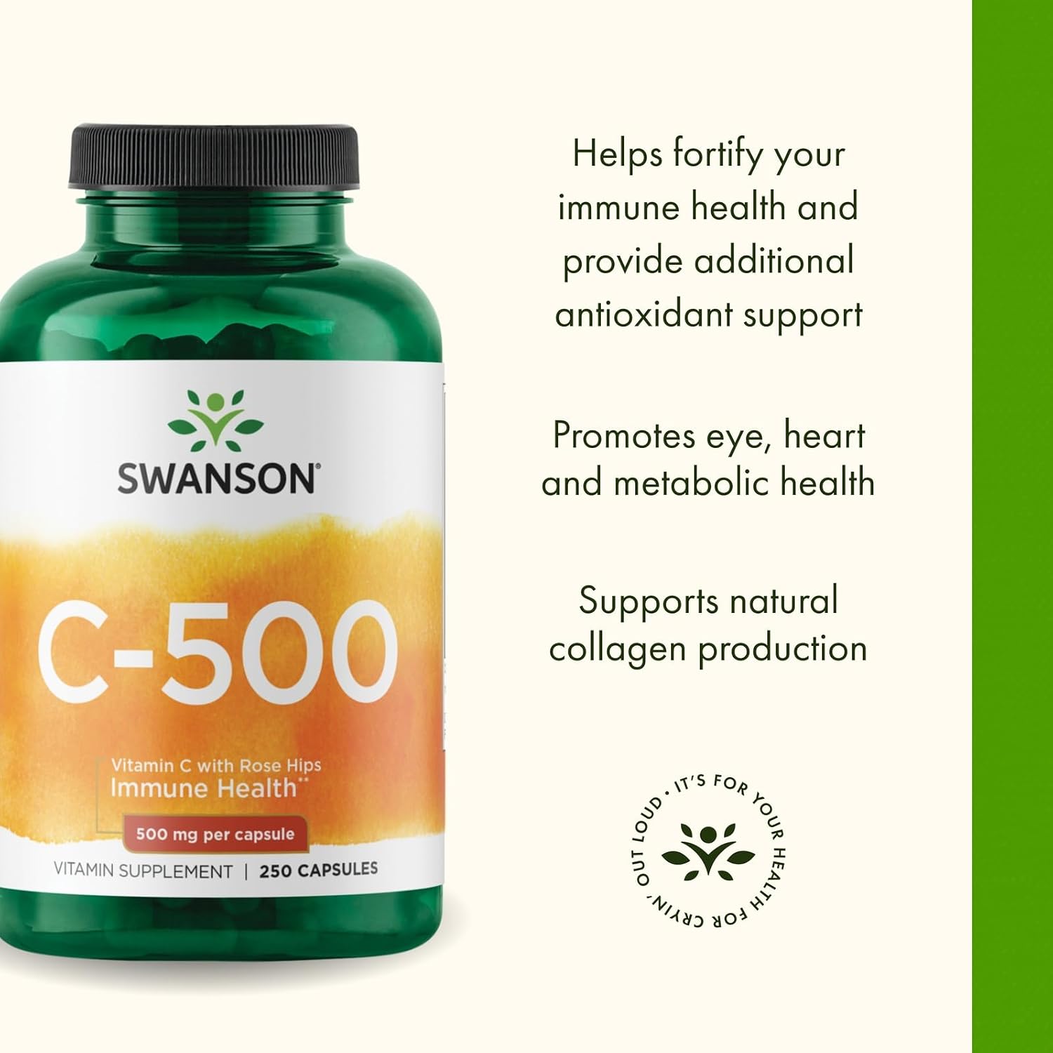 Swanson Vitamina C 500 mg con Rosa Mosqueta, 250 cápsulas