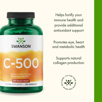 Swanson Vitamina C 500 mg con Rosa Mosqueta, 250 cápsulas – Image 4