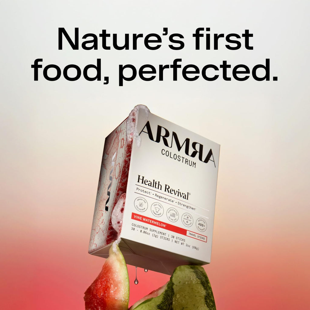 ARMRA Colostrum Powder | Vine Watermelon | Salud Intestinal & Hinchazón | Piel & Cabello | Inmunidad | Keto, Sin Gluten & Sin Grasa | 30 Servicios