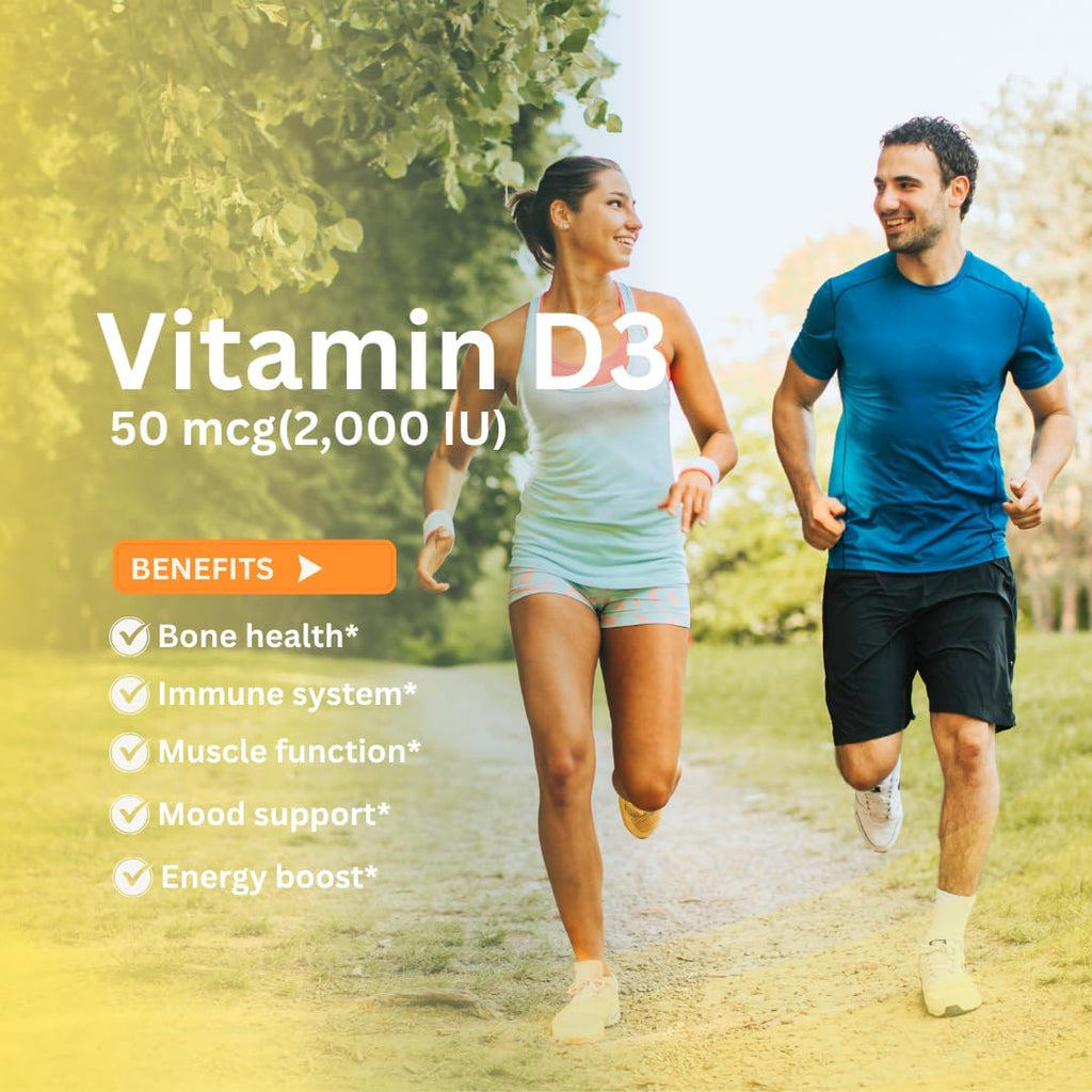 Nutri-Rich Vitamina D3 2000 UI (50 mcg) – Alta Potencia con Aceite MCT, No OGM, Sin Gluten, 90 Cápsulas Blandas