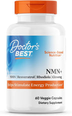 Doctor's Best NMN+ Complex - Suplemento con NMN, Resveratrol, Rodiola y Ginseng - 60 Cápsulas Veganas