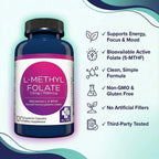 MD Life L-Metilfolato 7.5 mg - 120 Cápsulas - Forma Activa de Folato con Aminoácidos Esenciales