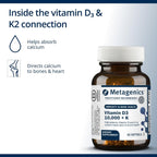 Metagenics Vitamina D3 y K2 10.000 UI con MK-7 – 60 Cápsulas Blandas