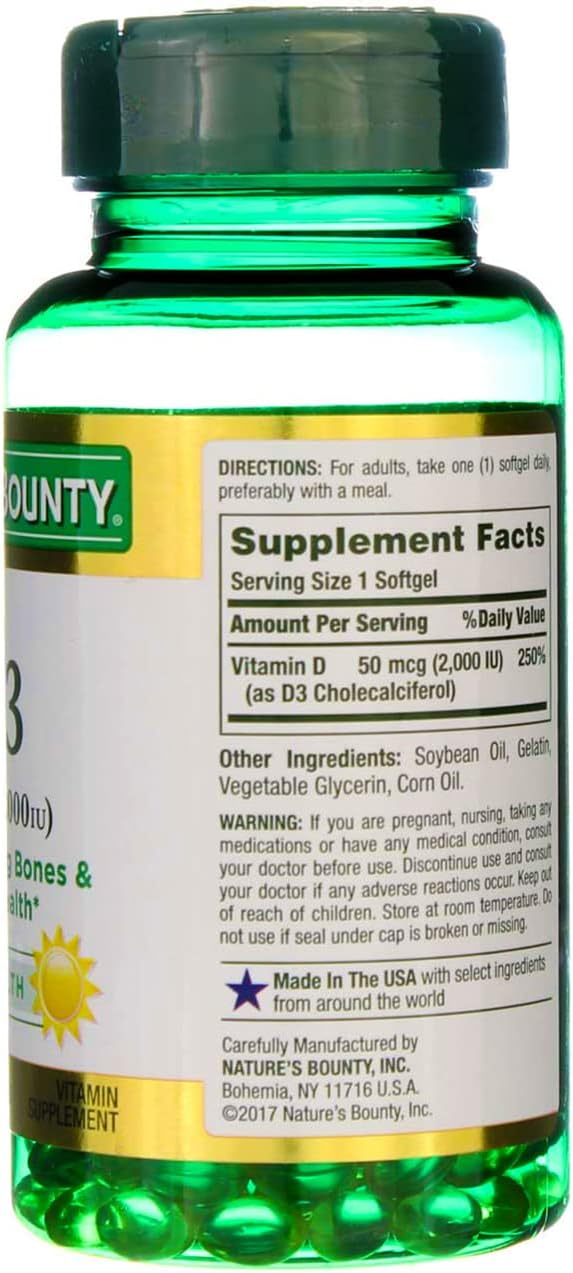 Vitamina D 2000 UI, 150 comprimidos – Nature's Bounty