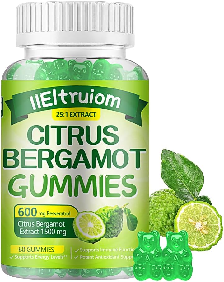Gominolas de Bergamota Cítrica 1500 mg con Resveratrol y Niacina - 60 Gominolas Veganas