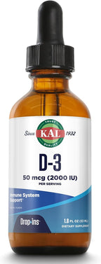 KAL Vitamin D3 2000 IU (50 mcg) Liquid Drops - Bone & Immunity Supplement