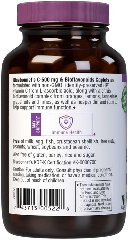 Bluebonnet Vitamina C 500 mg con – Sin gluten, sin soja, sin OGM, certificado Kosher, sin lácteos, apto para – Image 3