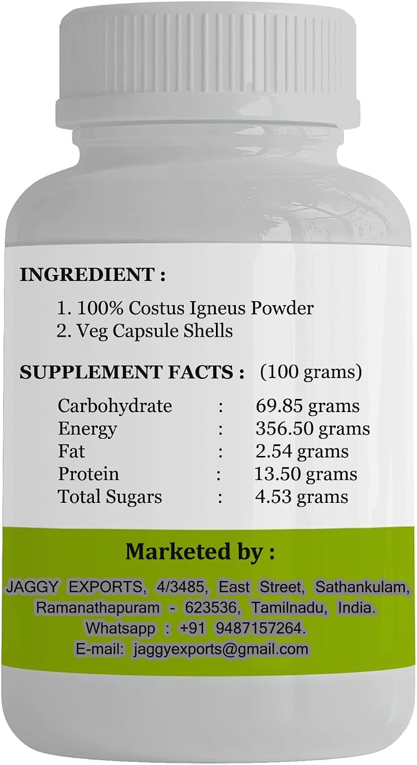 JAGGY Premium Cápsulas de Planta de Insulina (Costus Igneus) - 240 Cápsulas Veganas (Suministro para 60 Días)