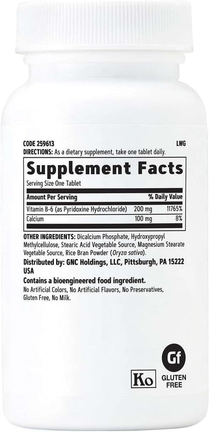 GNC Vitamina B6 200mg Complemento, Apoya el Sistema Inmunitario y Nervioso, 100 Dosis – Image 2