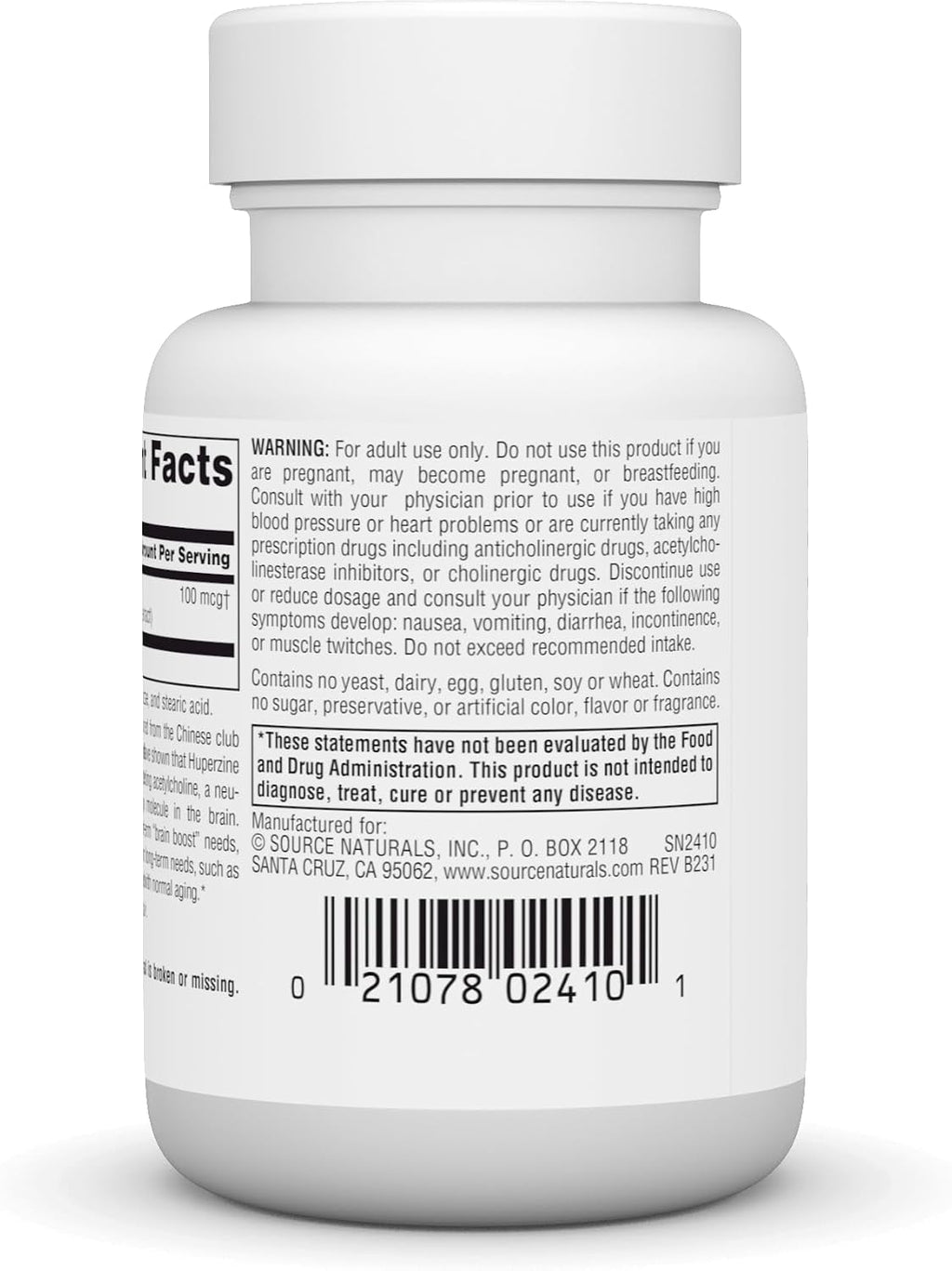Source Naturals Huperzine A 100 mcg - 120 Comprimidos