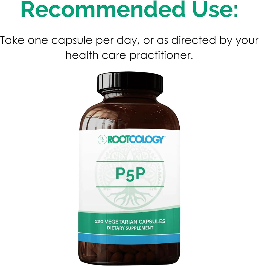 Rootcology P5P | Vitamina B6 Activa (Piridoxal Fosfato) para el Equilibrio del Estado de Ánimo y la Energía - 120 Cápsulas Vegetales