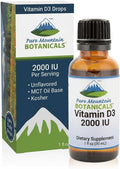 Pure Mountain Botanicals Gotas de Vitamina D3 2000 UI - Suplemento Líquido de Colecalciferol