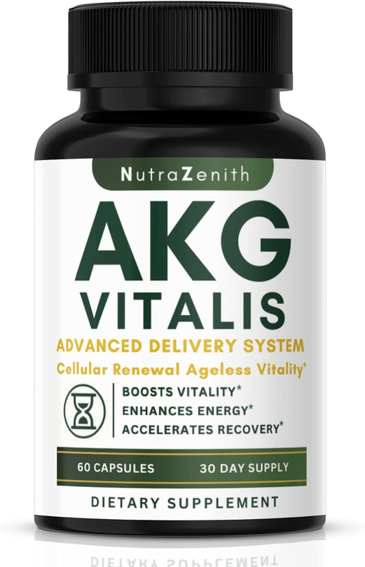 Arazo Nutrition AKG Suplemento Antiedad y Energía con Vitamina B6, Vitamina C y L-Arginina - 60 Cápsulas