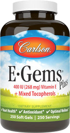 Carlson E-Gems Plus - Vitamina E Natural 400 UI, 250 cápsulas blandas