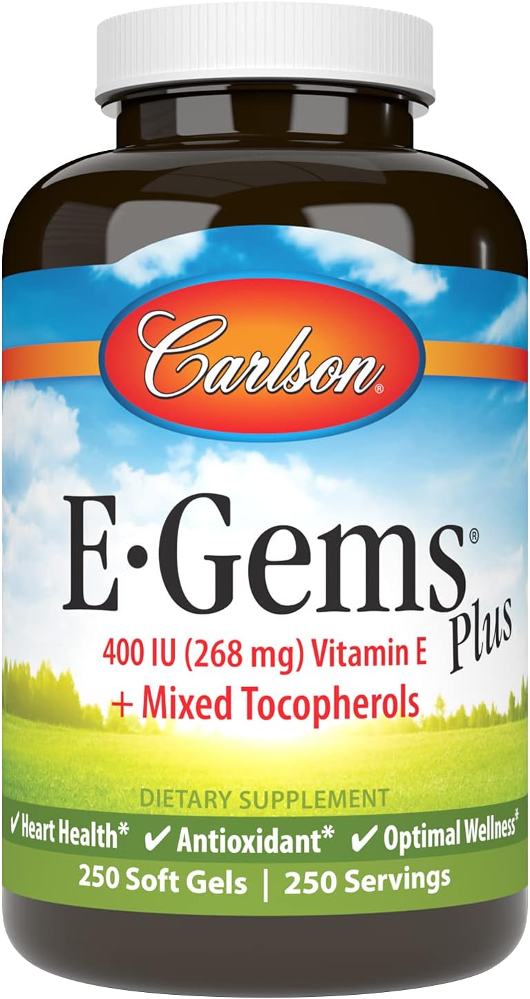 Carlson E-Gems Plus - Vitamina E Natural 400 UI, 250 cápsulas blandas