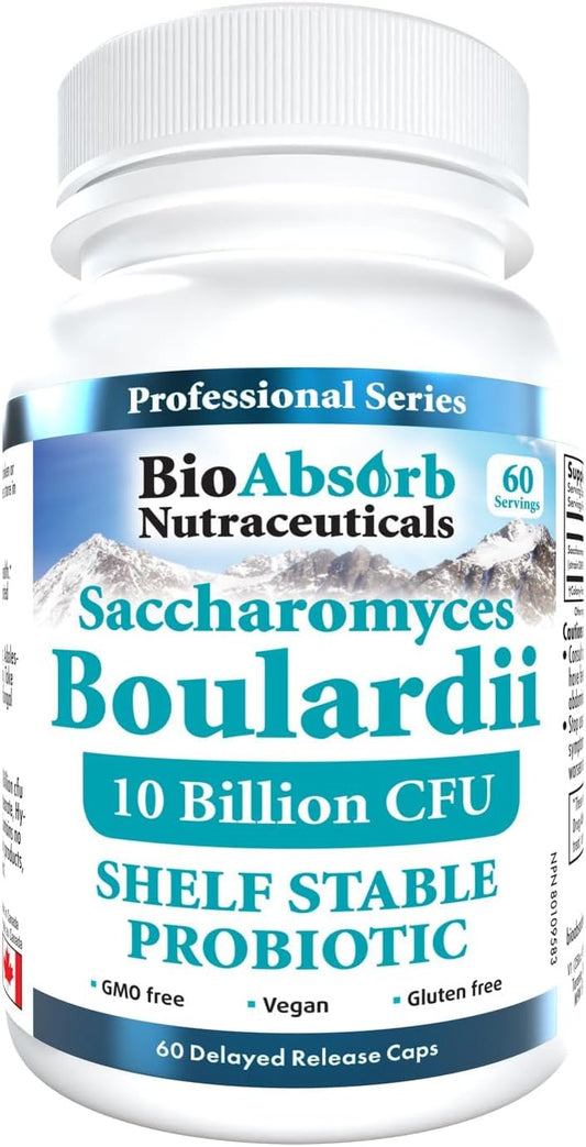 Bio Absorb Saccharomyces Boulardii Probiótico - 10 mil millones UFC, 60 cápsulas veganas
