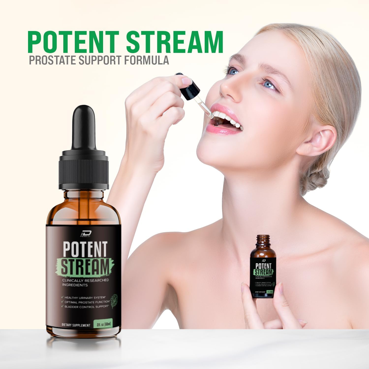 Potent Stream Gotas para la Salud - Suplemento Líquido para Hombres, Máxima Potencia, 2 Paquetes (2 Meses de Suministro)