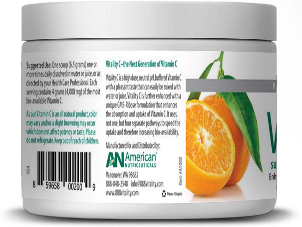 American Nutriceuticals Vitamina C en Polvo Sin Azúcar - No Ácida - 4000 mg (30 Días)
