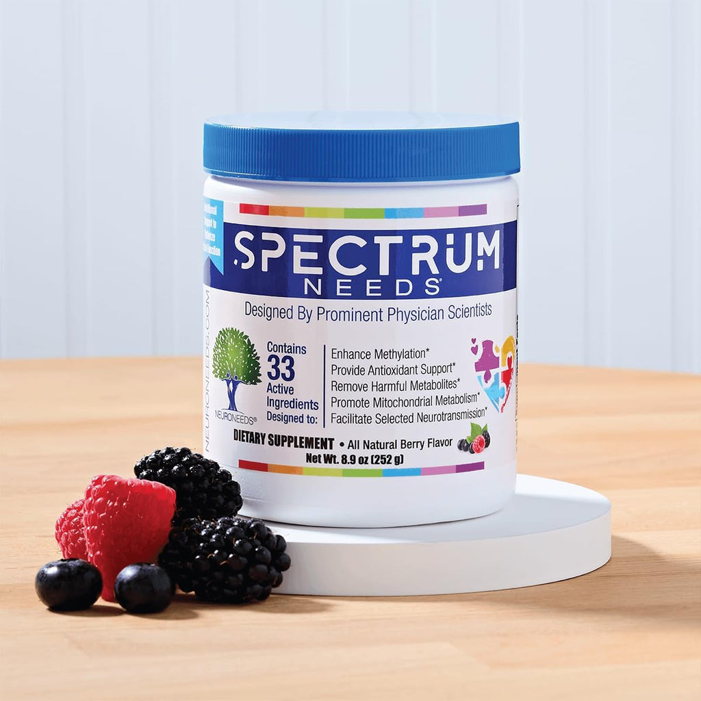 SpectrumNeeds® by NeuroNeeds – Apoyo Nutricional Completo con 33 Ingredientes Activos para el Bienestar General, Sabor Berry