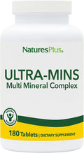 NaturesPlus Ultra-Mins – Complejo mineral con calcio, hierro, magnesio y zinc – 180 comprimidos – Vegano, Sin gluten