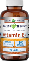 Amazing Formulas Vitamina B6 Piridoxina 200mg 100 Comprimidos