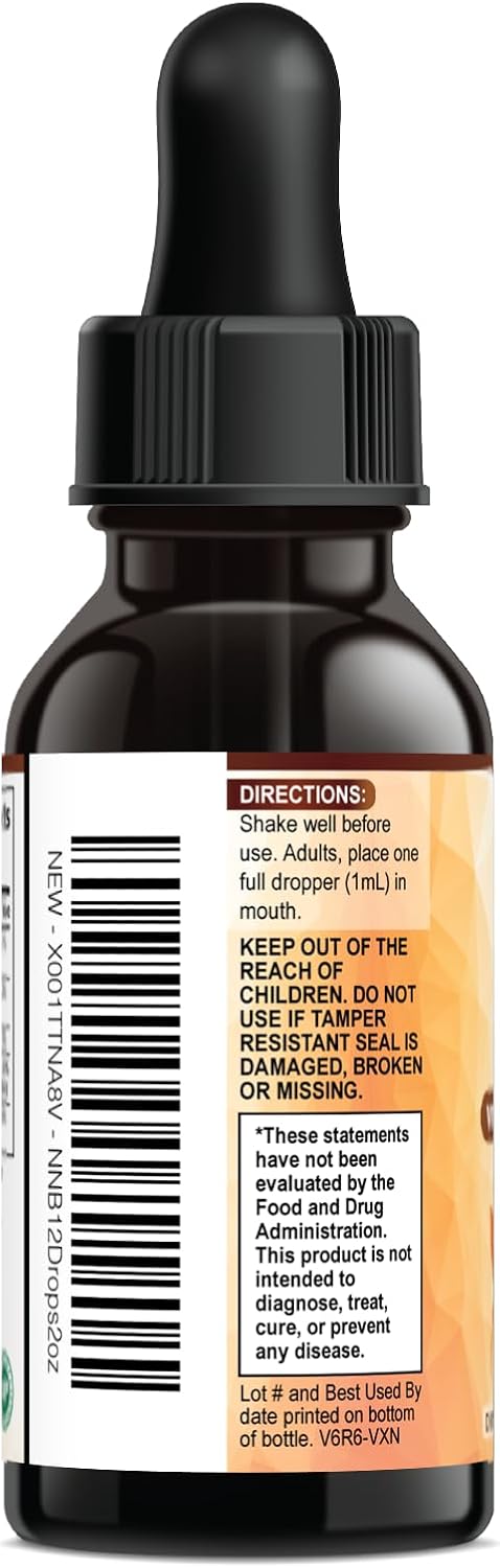 Vitamina B12 en Gotas - Metilcobalamina 1200 mcg - Complejo B Super B - Sabor Frambuesa - 60 ml