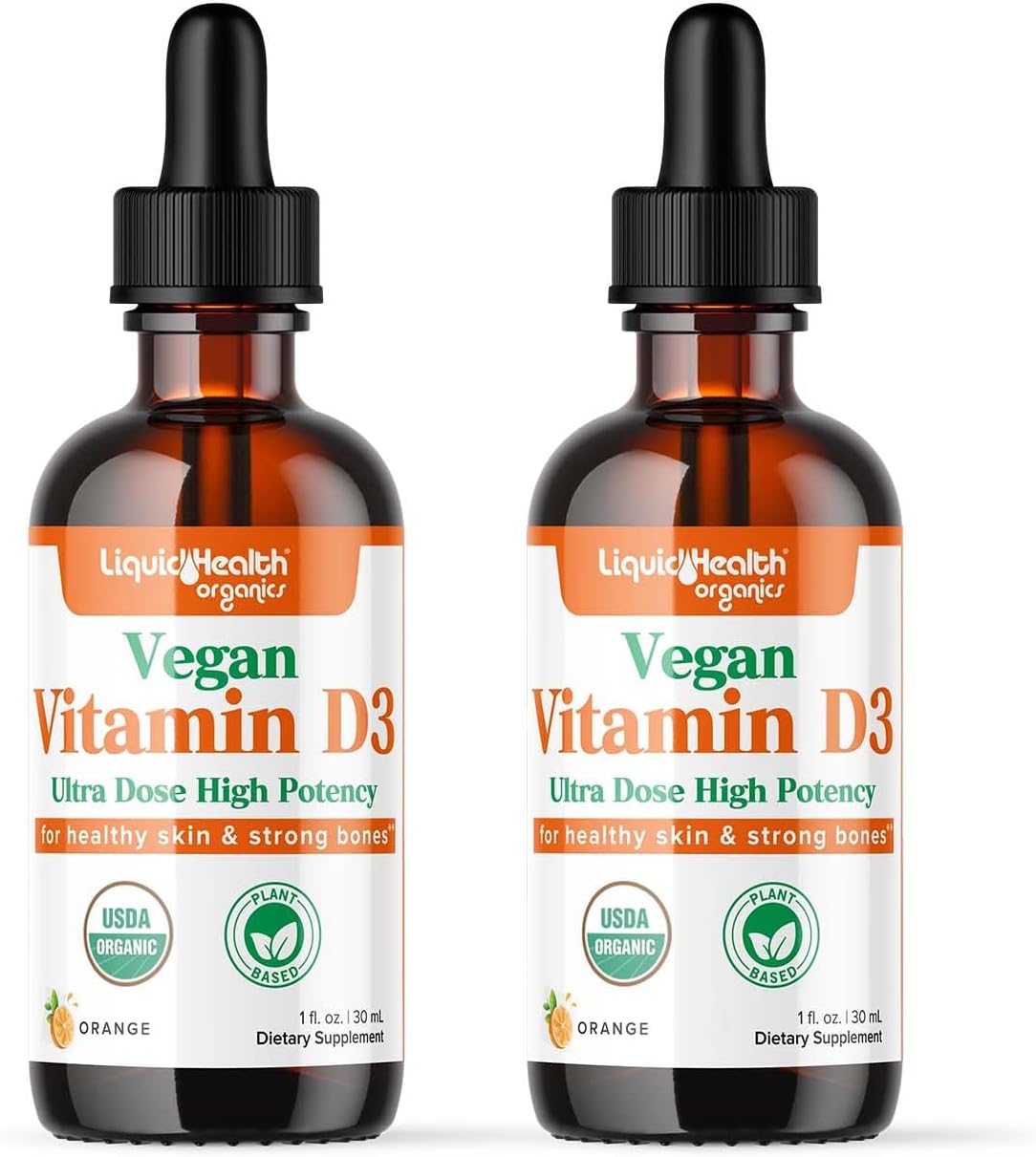 LIQUIDHEALTH Vitamina D3 Orgánica 4000 IU Gotas Veganas – Pack de 2