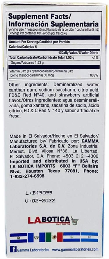Neuro Vital B12 Energy Syrup - Jarabe de Vitamina B12