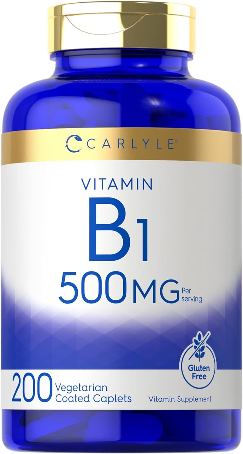 Carlyle Tiamina (Vitamina B1) 500 mg | 200 Comprimidos Vegetarianos | Sin Gluten y No Transgénico