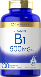 Carlyle Tiamina (Vitamina B1) 500 mg | 200 Comprimidos Vegetarianos | Sin Gluten y No Transgénico