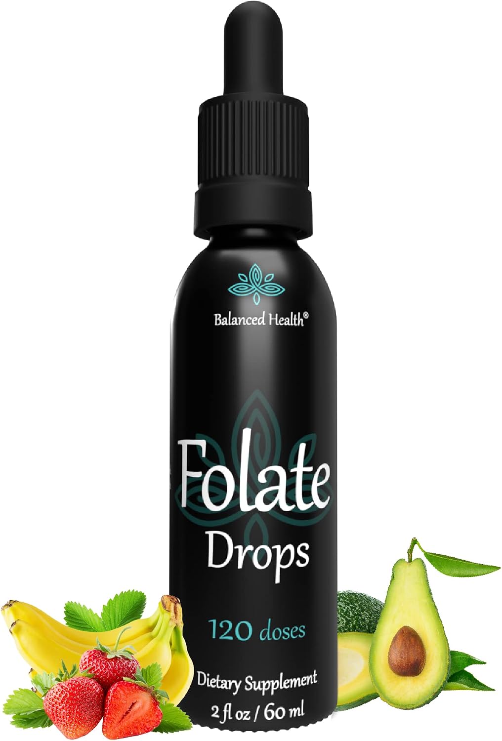 Balanced Health Folate Drops - 120 Servicios, 60ml, Sabor Butterscotch, 500mcg L-5-MTHF (Metilfolato)