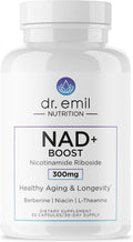 DR. EMIL NUTRITION NAD+ Boost - Nicotinamida Ribósido con Berberina, L-Teanina, Niacina y Cobre - 30 días
