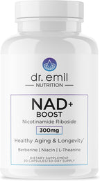 DR. EMIL NUTRITION NAD+ Boost - Nicotinamida Ribósido con Berberina, L-Teanina, Niacina y Cobre - 30 días