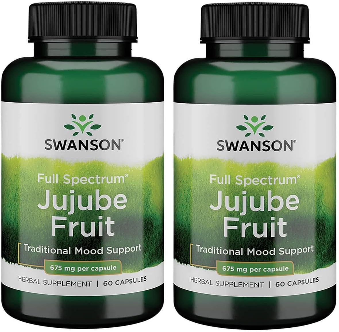 Swanson Jujube Fruit - Suplemento Herbal de Espectro Completo - 675mg por Cápsula (60 Cápsulas, Pack de 2)