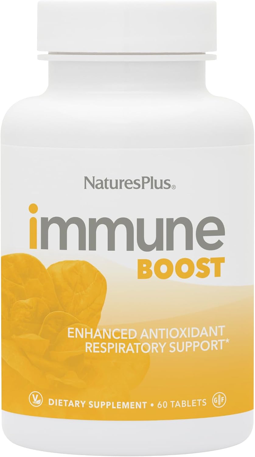 NaturesPlus Immune Boost - 60 Comprimidos - Apoyo Respiratorio Antioxidante - Salud del Sistema Inmunitario - Vitaminas y Minerales de Alta Potencia - Vegetariano, Sin Gluten - 30 Dosis