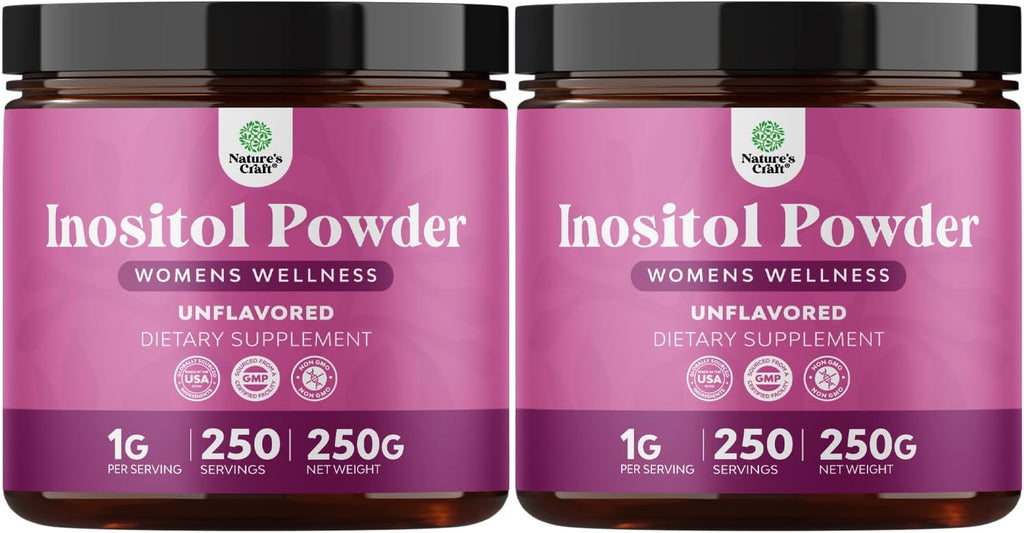 Inositol en Polvo Myo-Inositol y D-Chiro Inositol – Suplemento de Apoyo a la Fertilidad – Equilibrio Hormonal y Claridad – 250g