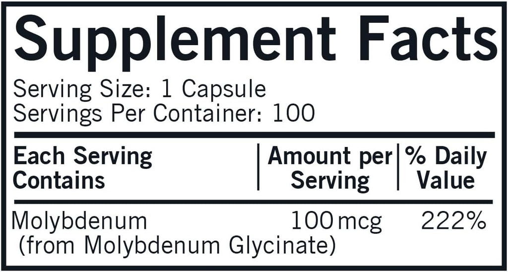 Kirkman Molibdeno 100 mcg, 100 Cápsulas - Mineral Esencial Hipoalergénico
