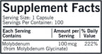 Kirkman Molibdeno 100 mcg, 100 Cápsulas - Mineral Esencial Hipoalergénico