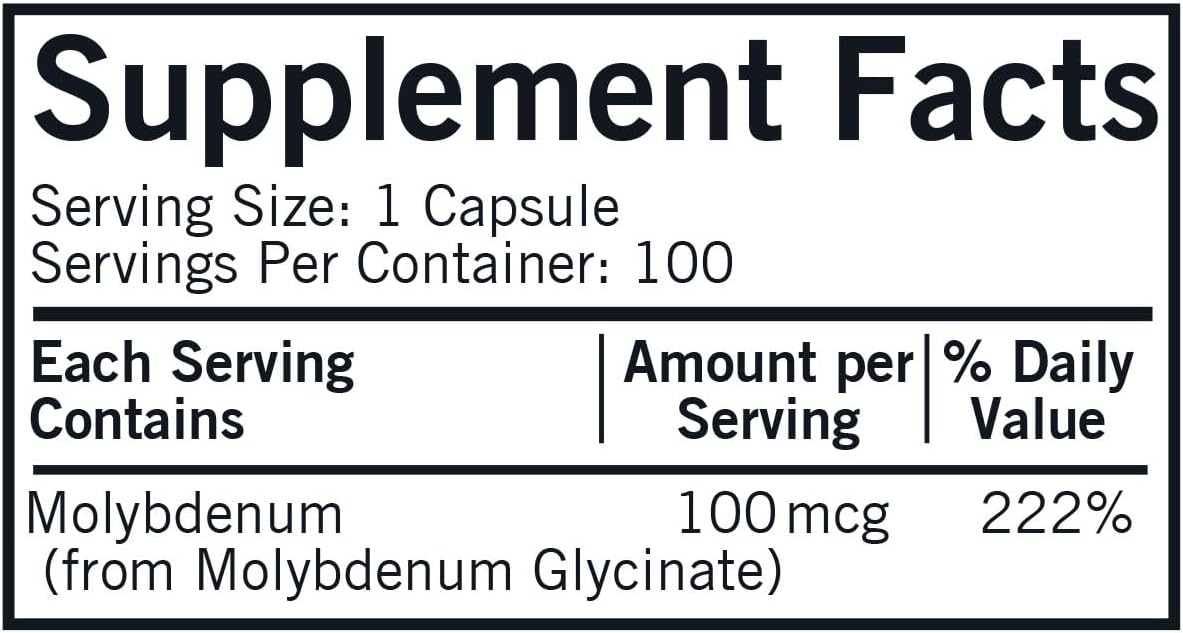 Kirkman Molibdeno 100 mcg, 100 Cápsulas - Mineral Esencial Hipoalergénico