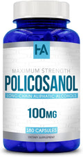 Policosanol 100mg - Suplemento de Alta Potencia con Alcoholes Grasos de Cera Vegetal | Vegano y Sin Gluten | 90 Cápsulas
