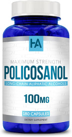 Policosanol 100mg - Suplemento de Alta Potencia con Alcoholes Grasos de Cera Vegetal | Vegano y Sin Gluten | 90 Cápsulas